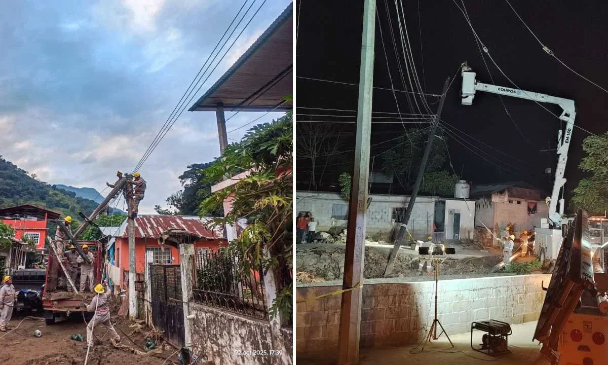 La CFE destacó que se restableció al 100% la electricidad en las comunidades afectadas por las lluvias.