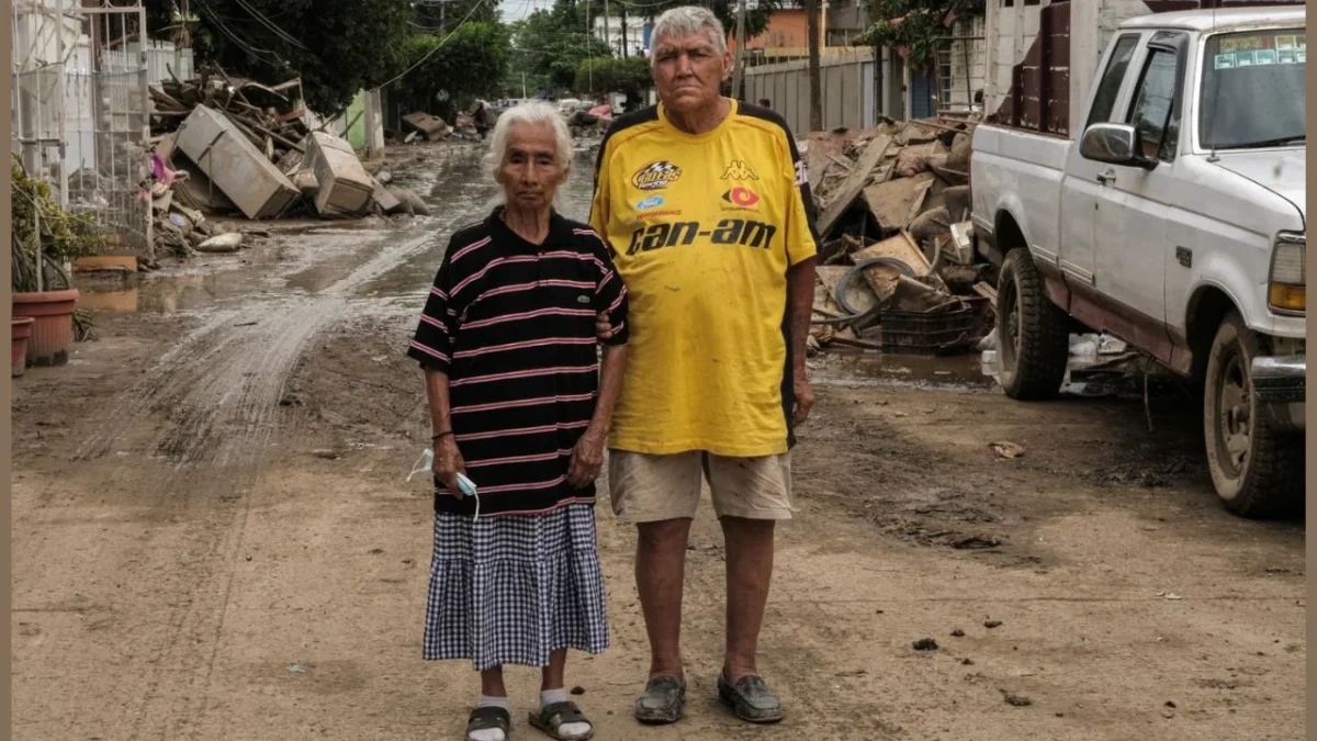 La imagen de dos adultos mayores, aferrados el uno al otro y a la vida misma, se volvió un símbolo de esperanza en inundación en Veracruz.