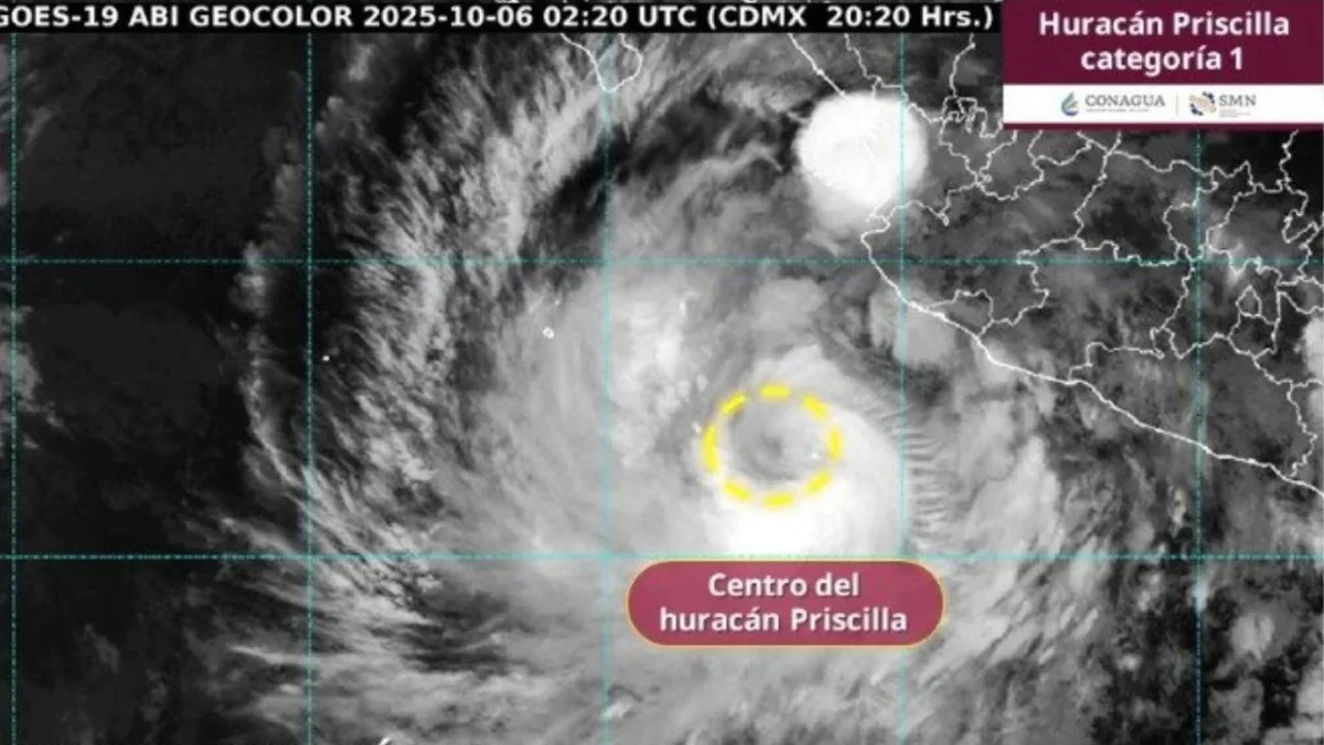 Luego de que se intensificó a huracán categoría 1, ‘Priscilla’ amenaza con lluvias intensas en 5 estados de la República Mexicana.