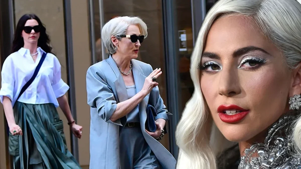 Lady Gaga fue vista filmando escenas en Milán para El diablo viste a la moda 2, junto a Meryl Streep y Anne Hathaway.