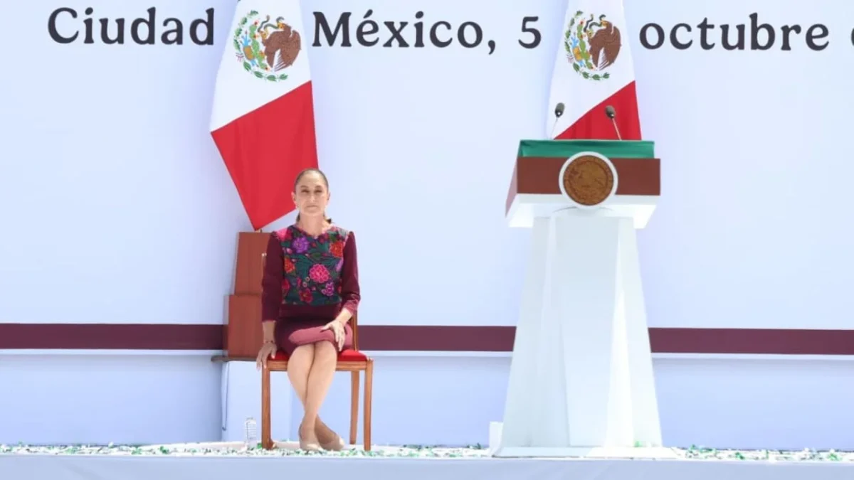 Claudia Sheinbaum durante el Primer Informe de su primer año de Gobierno ante la ciudadanía en el Zócalo de la Ciudad de México