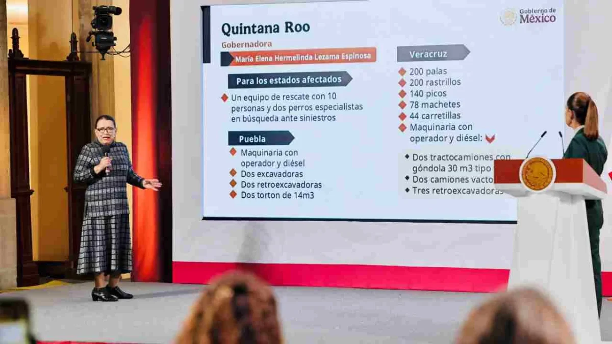 Rosa Icela agradece apoyo de gobernadores y la ciudadanía para los damnificados por las lluvias torrenciales de la semana pasada.