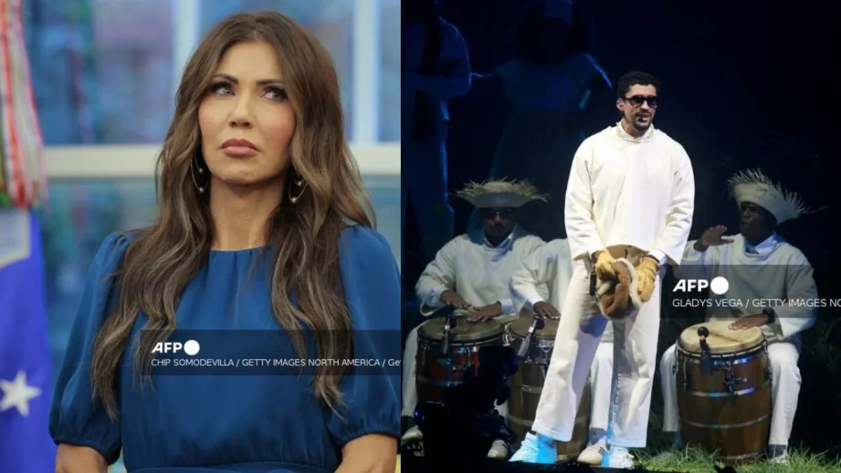 Kristi Noem critica a la NFL y Bad Bunny de ser "débiles".