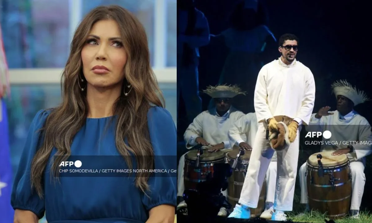 Kristi Noem critica a la NFL y Bad Bunny de ser "débiles".
