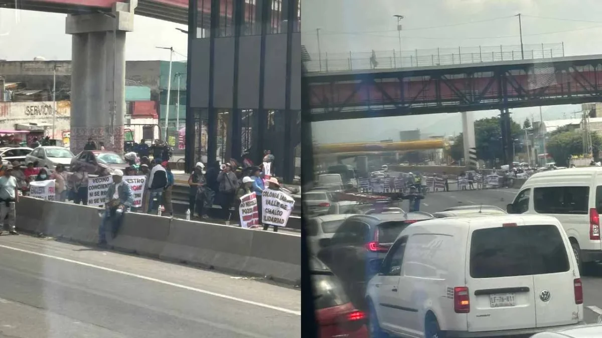 Vecinos de Valle de Chalco bloquearon la autopista México Puebla en protesta por la construcción un pozo.