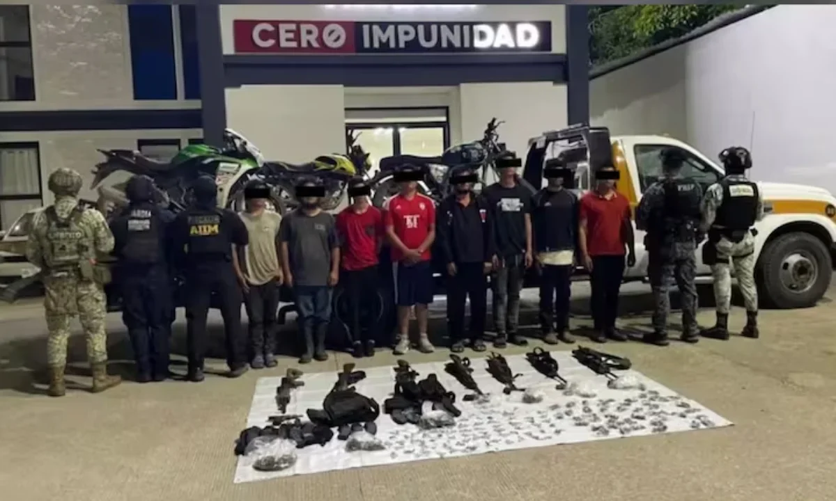 Operativo conjunto en Chiapas logró la captura de ocho presuntos integrantes del CJNG vinculados a bloqueos y violencia en Villaflores.