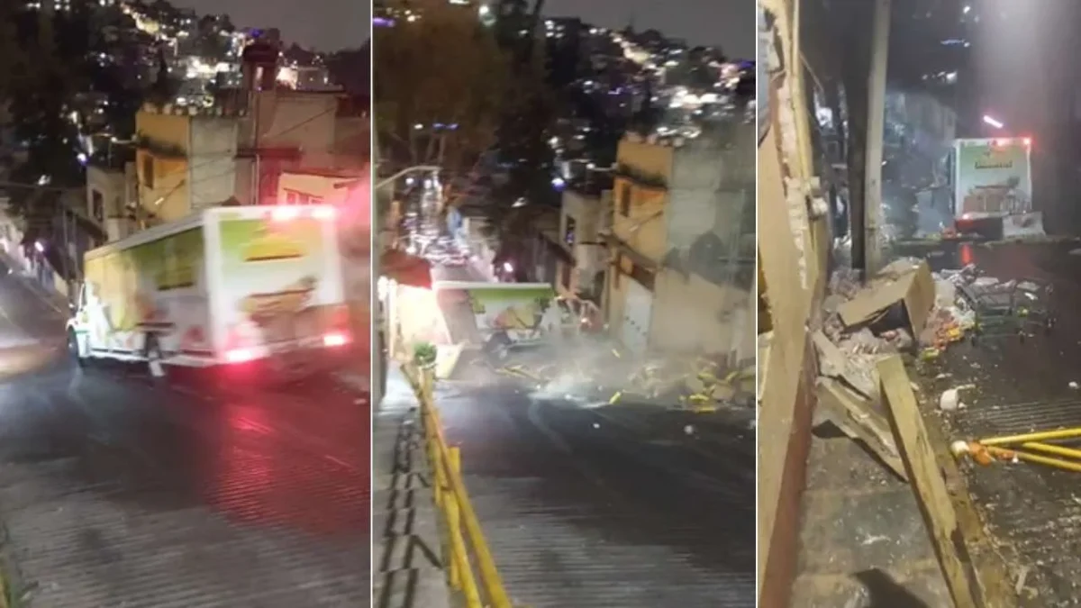 Un camión de Jarritos derrapó y chocó contra al menos dos viviendas en la conocida 'bajada del Diablo', en la alcaldía Álvaro Obregón.