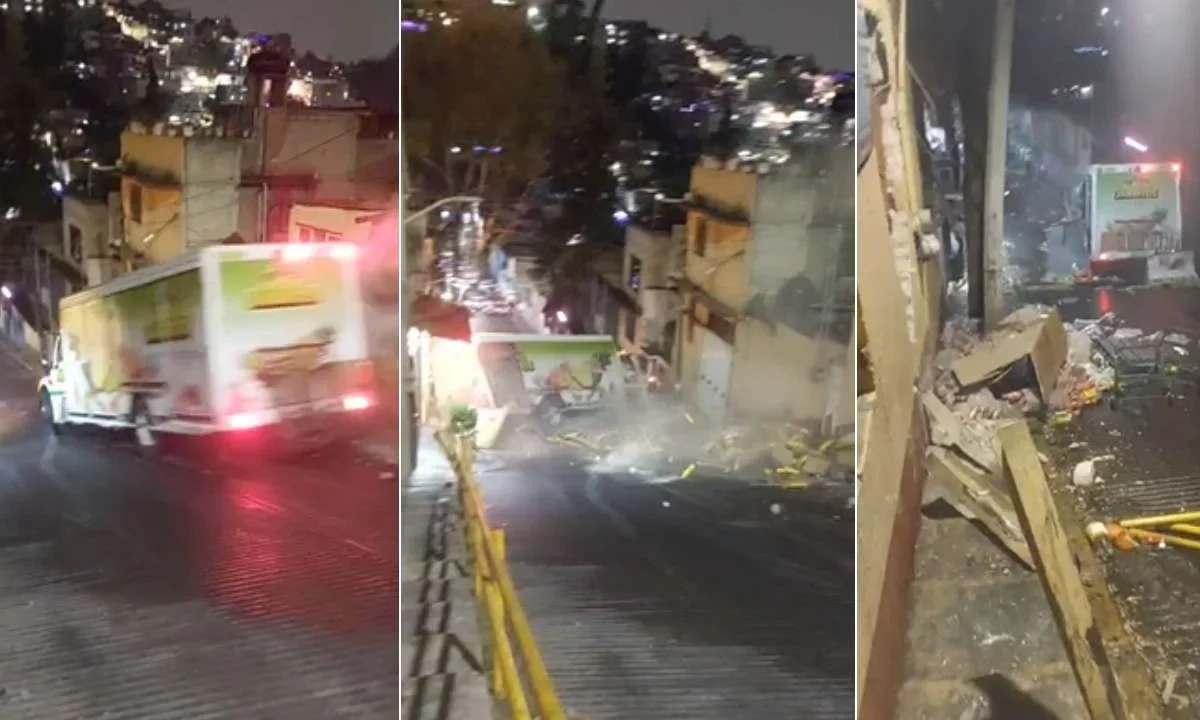 Un camión de Jarritos derrapó y chocó contra al menos dos viviendas en la conocida 'bajada del Diablo', en la alcaldía Álvaro Obregón.