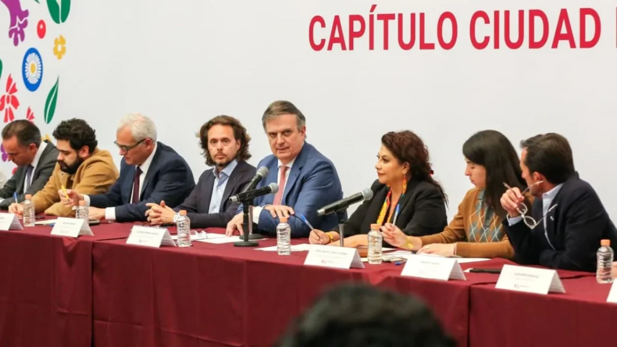 Marcelo Ebrard, secretario de Economía, durante la Consulta Regional del T-MEC en la Ciudad de México.