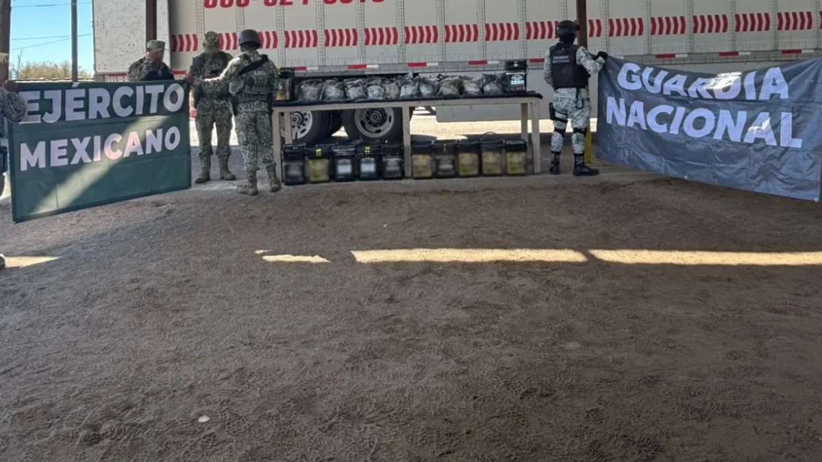 Elementos de la Guardia Nacional y Ejército decomisaron metanfetamina y fentanilo ocultos en suplementos alimenticios en Sonora.