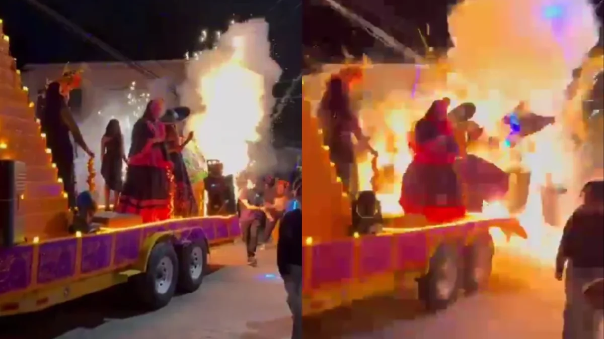 Durante una caravana con motivo por el Día de Muertos se registró la explosión de pirotecnia en el municipio de Mazatepec.