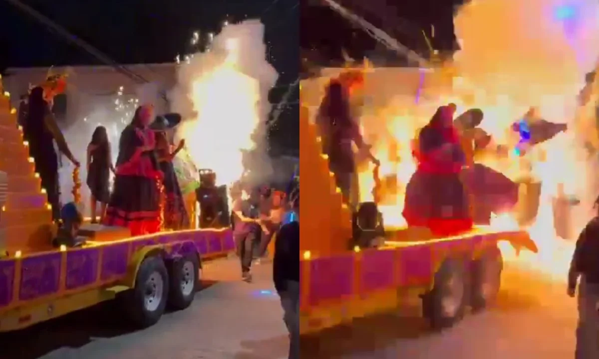 Durante una caravana con motivo por el Día de Muertos se registró la explosión de pirotecnia en el municipio de Mazatepec.