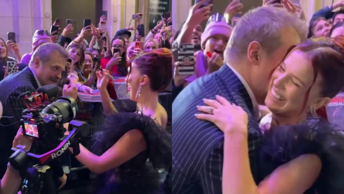 Tras presunta demanda de Millie Bobby Brown a David Harbour por bullying, ambos se abrazan en alfombra roja de Stranger Things 5.