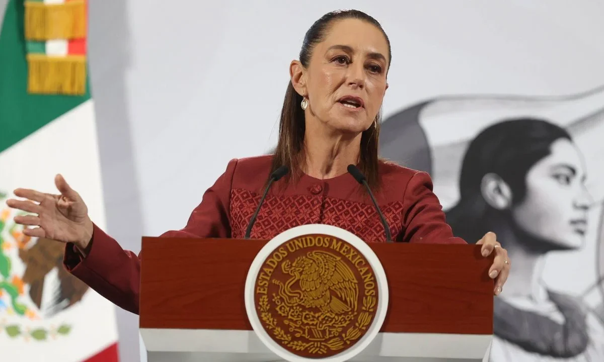 Claudia Sheinbaum durante la Mañanera del Pueblo
