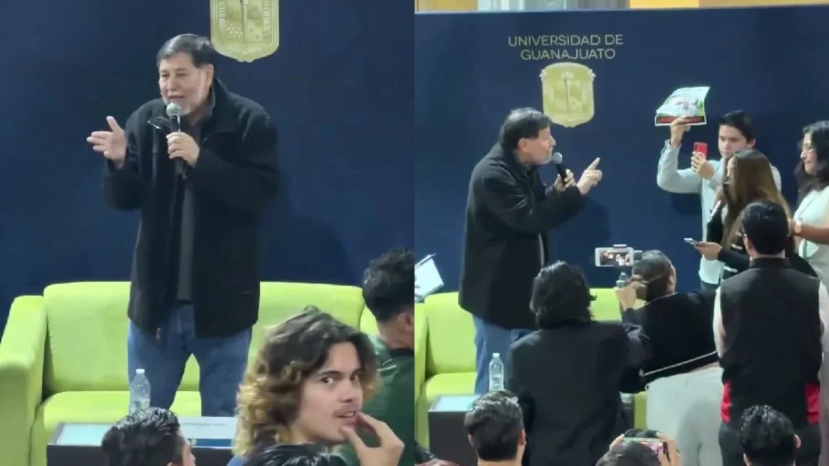 El senador Gerardo Fernández Noroña discutió este jueves 13 de noviembre con estudiantes de la Universidad de Guanajuato.