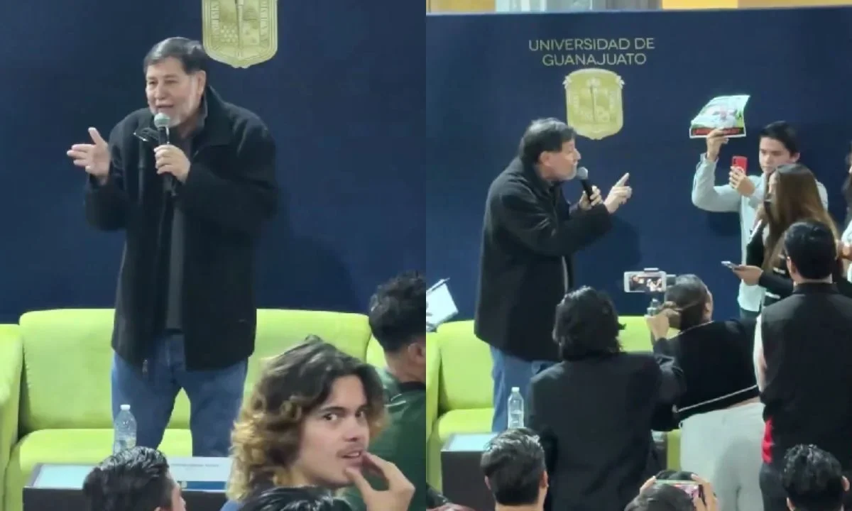El senador Gerardo Fernández Noroña discutió este jueves 13 de noviembre con estudiantes de la Universidad de Guanajuato.