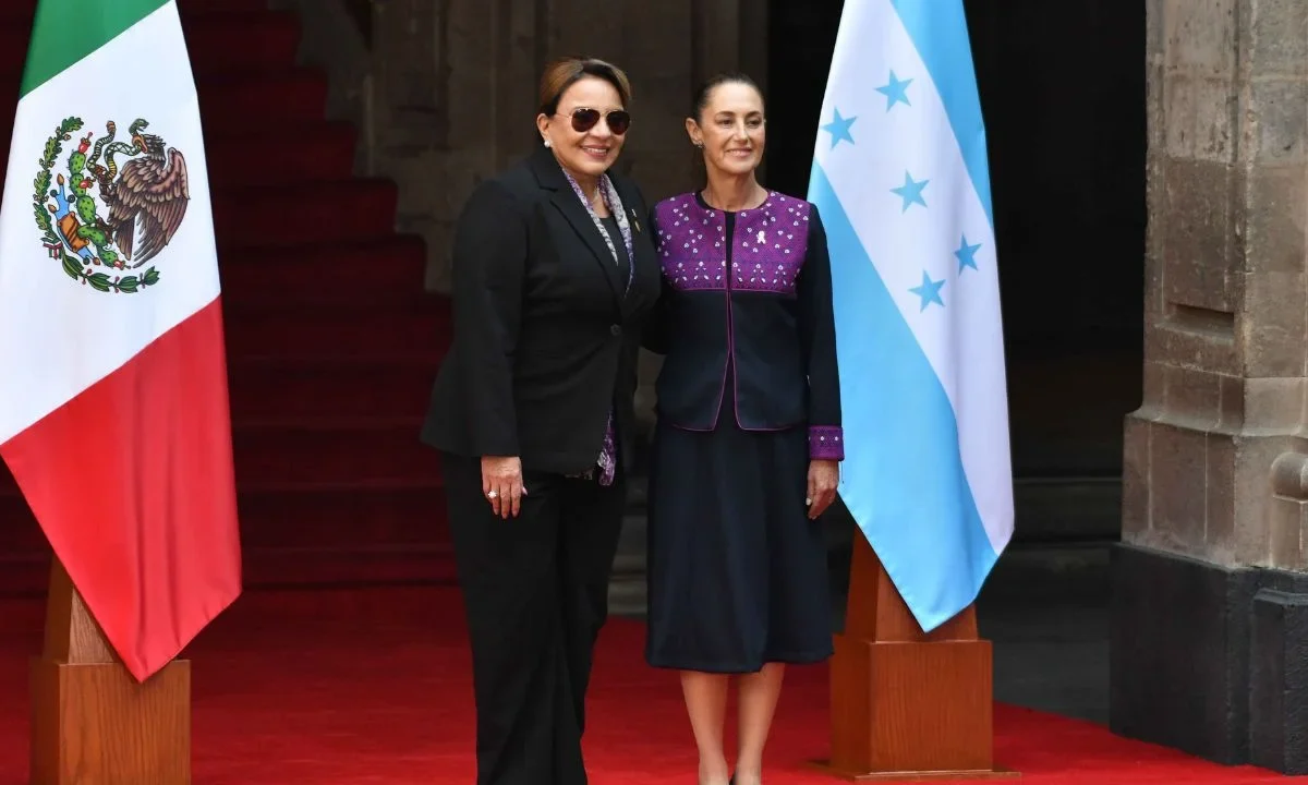Recibe Sheinbaum en Palacio Nacional a la presidenta de Honduras, Xiomara Castro
