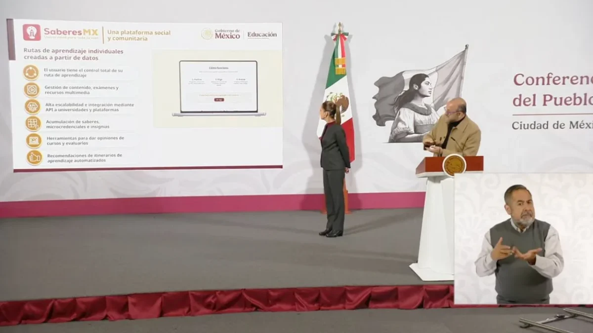 Presentación de la Plataforma Saberes MX en La Mañanera del Pueblo.