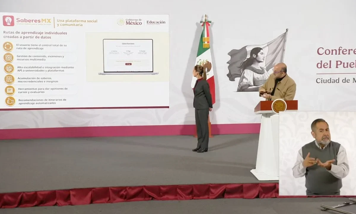 Presentación de la Plataforma Saberes MX en La Mañanera del Pueblo.