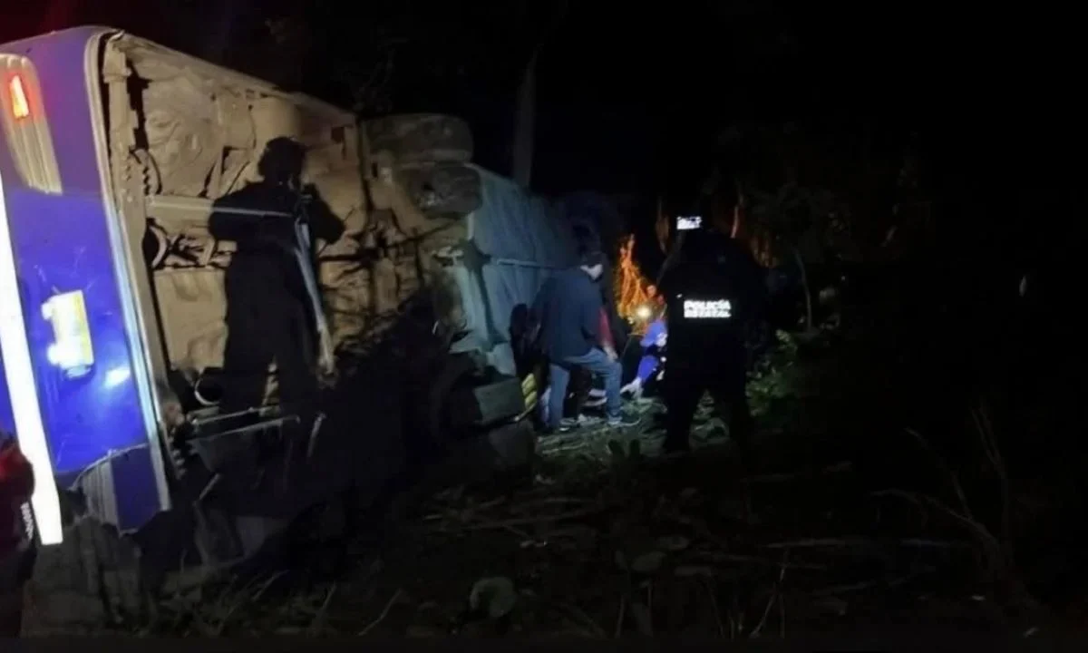 Se trata de un autobús de pasajeros de la línea Futura que cayó en un barranco en la carretera México-Tampico en Tlanchinol.