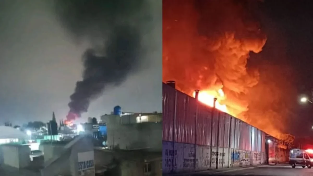 VIDEO: Registran fuerte incendio en fábrica de colchones de Ixtapaluca, Edoméx