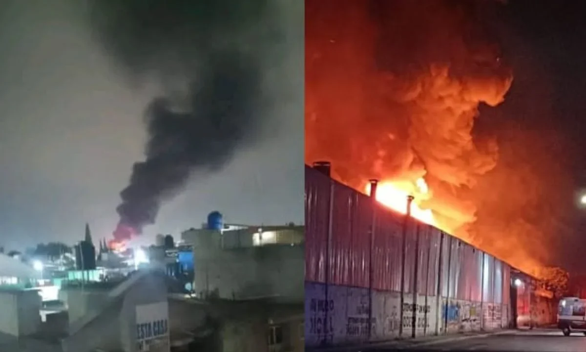 VIDEO: Registran fuerte incendio en fábrica de colchones de Ixtapaluca, Edoméx