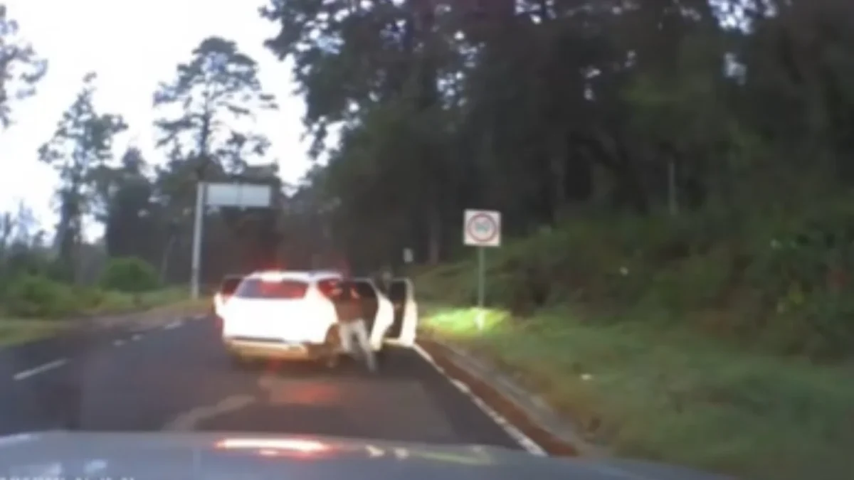 Un automovilista captó y evitó un asalto en la autopista México-Cuernavaca.