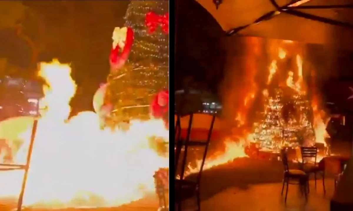 Pobladores de San Gabriel Amacuitlapilco en Jonacatepec incendiaron la puerta principal y el árbol de navidad en el Palacio Municipal.