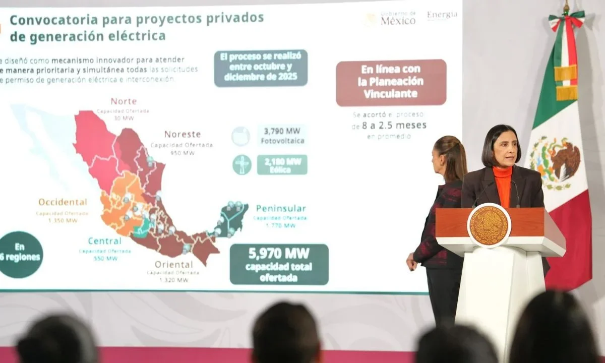 Luz Elena González Escobar, titular de la Sener, informó que la industria privada invertirá 4.7 mdd en energías limpias.