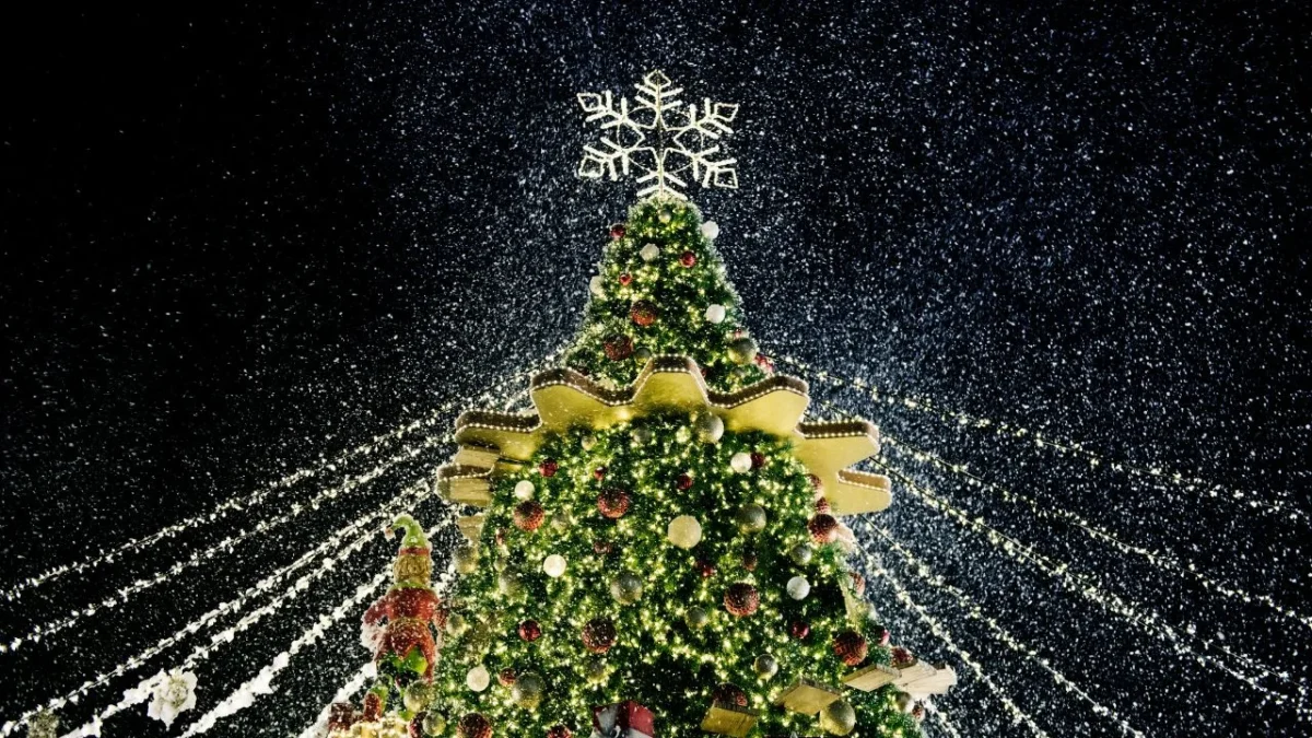 El árbol navideño monumental hecho en el Reclusorio Norte tiene una altura de ocho metros y un peso aproximado de 200 kilos con seis niveles.