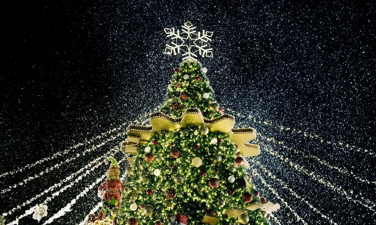 El árbol navideño monumental hecho en el Reclusorio Norte tiene una altura de ocho metros y un peso aproximado de 200 kilos con seis niveles.