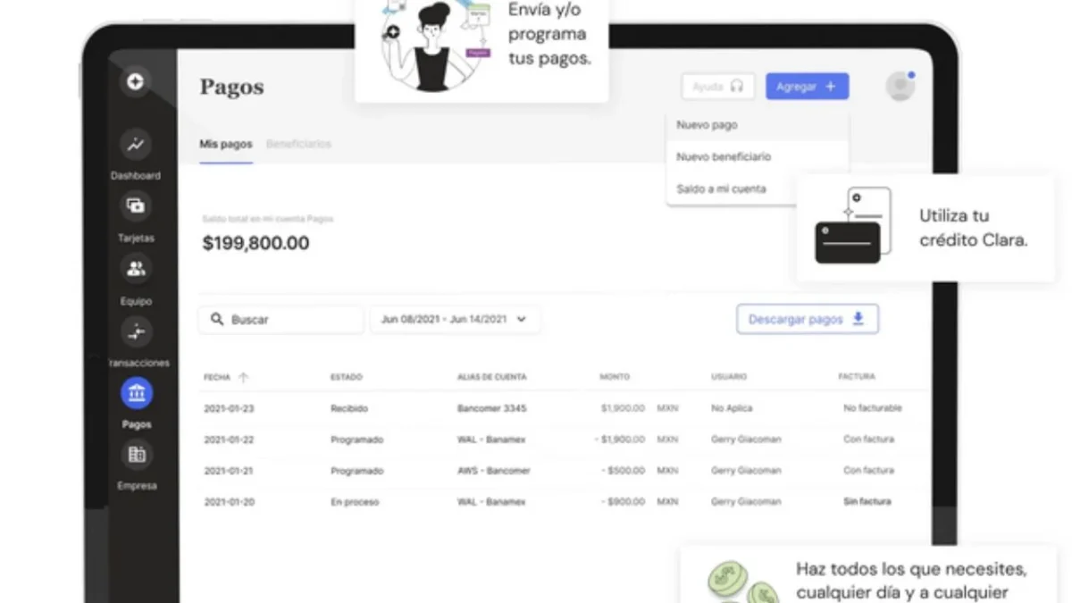 Clara, es una plataforma digital líder en gestión de gastos