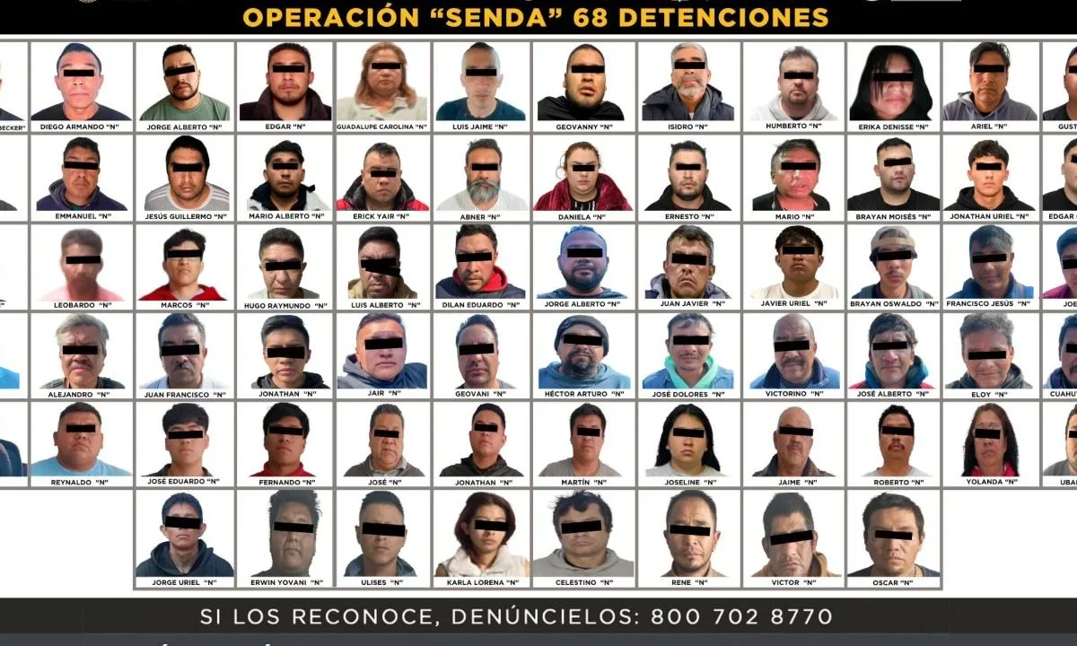 Por la Operación Senda, autoridades detienen a 68 personas en el Edomex.
