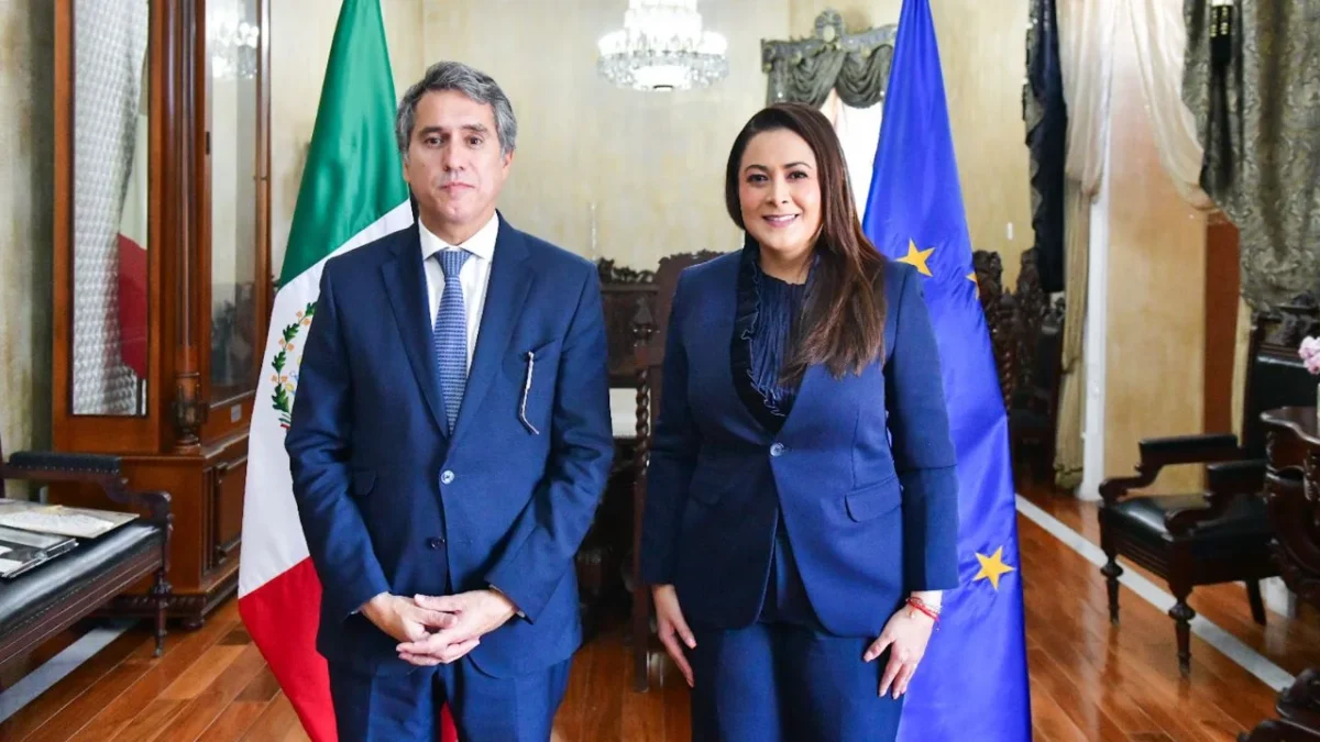 La gobernadora de Aguascalientes, Tere Jiménez, se reunió con el embajador de la Unión Europea en México, Francisco André.