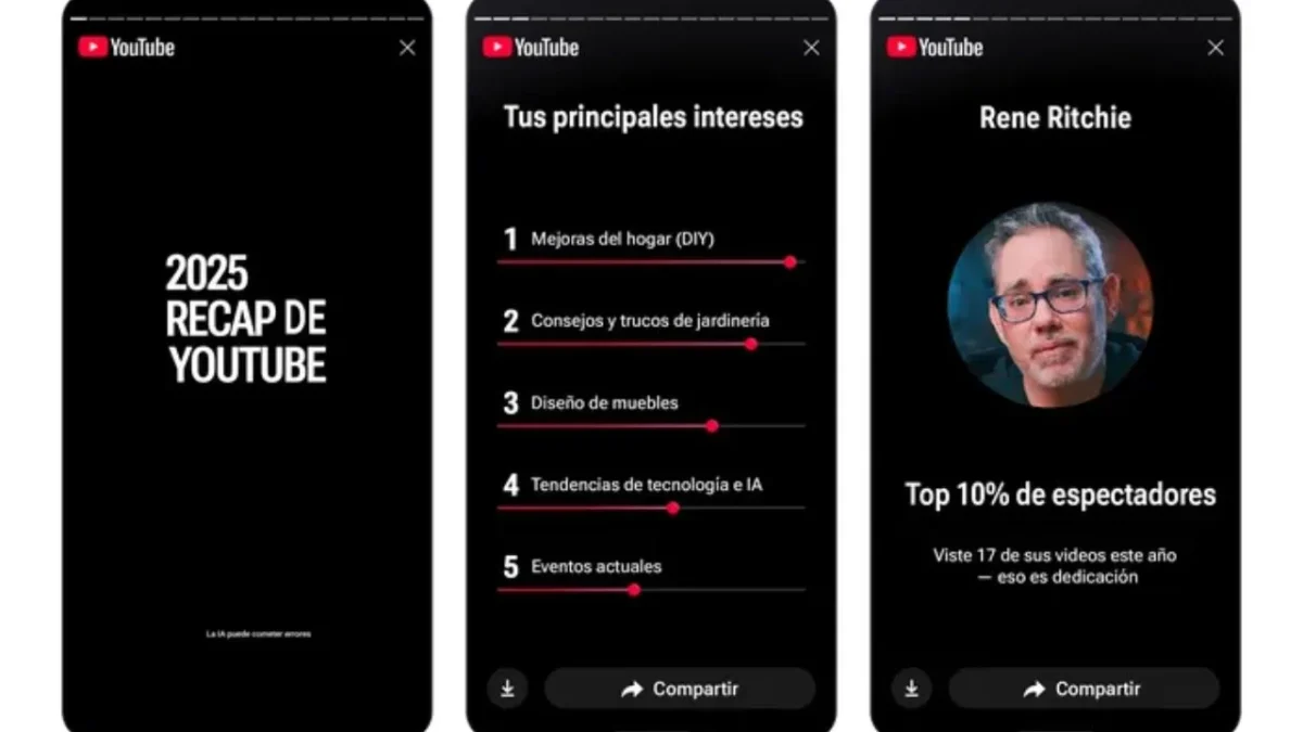 La plataforma de videos de Google lanzó YouTube Recap, el cual muestra tu resumen de contenido visto en 2025; entérate cómo activarlo.