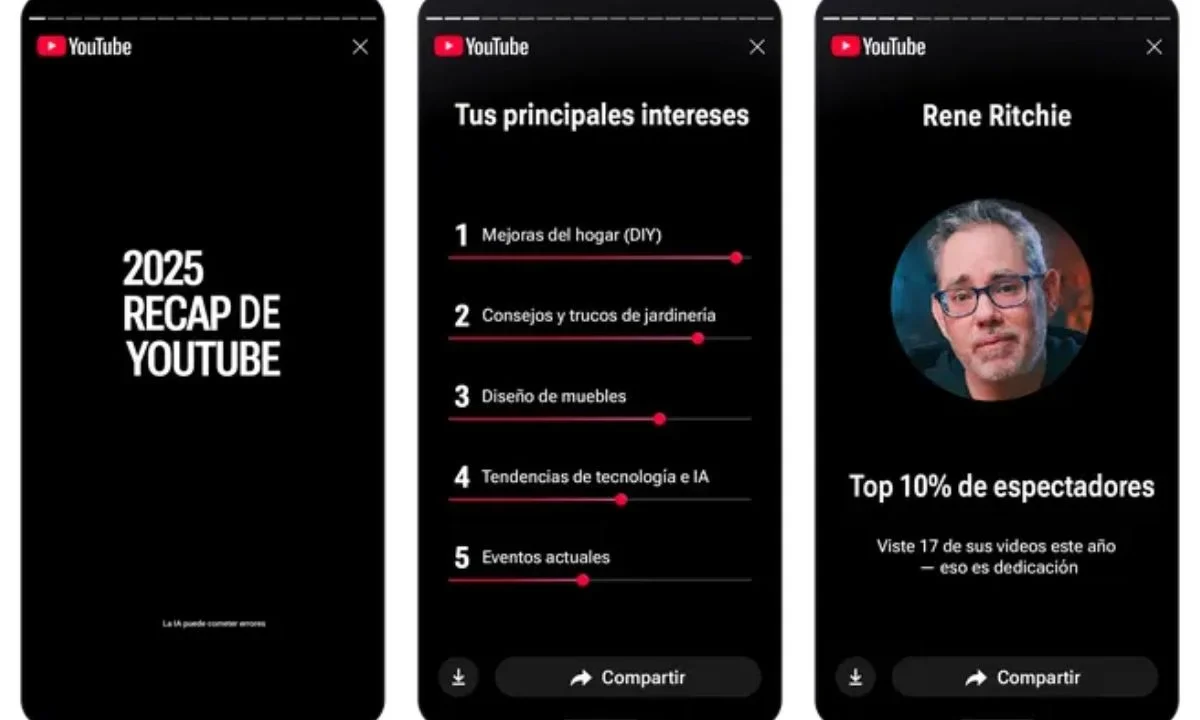 La plataforma de videos de Google lanzó YouTube Recap, el cual muestra tu resumen de contenido visto en 2025; entérate cómo activarlo.