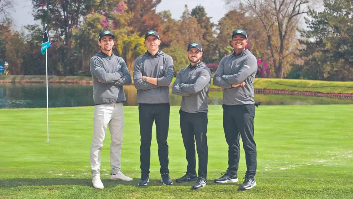 Joaquín Niemann, Carlos Ortiz, Abraham Ancer y Sebastián Muñoz, integrante del equipo Torque GC.