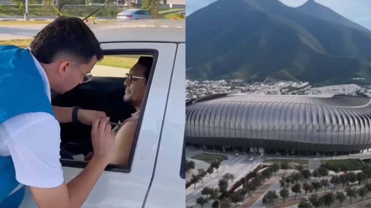 En Nuevo León, autoridades aplicaron vacunas contra el sarampión en el Estadio BBVA, casa de los Rayados de Monterrey.