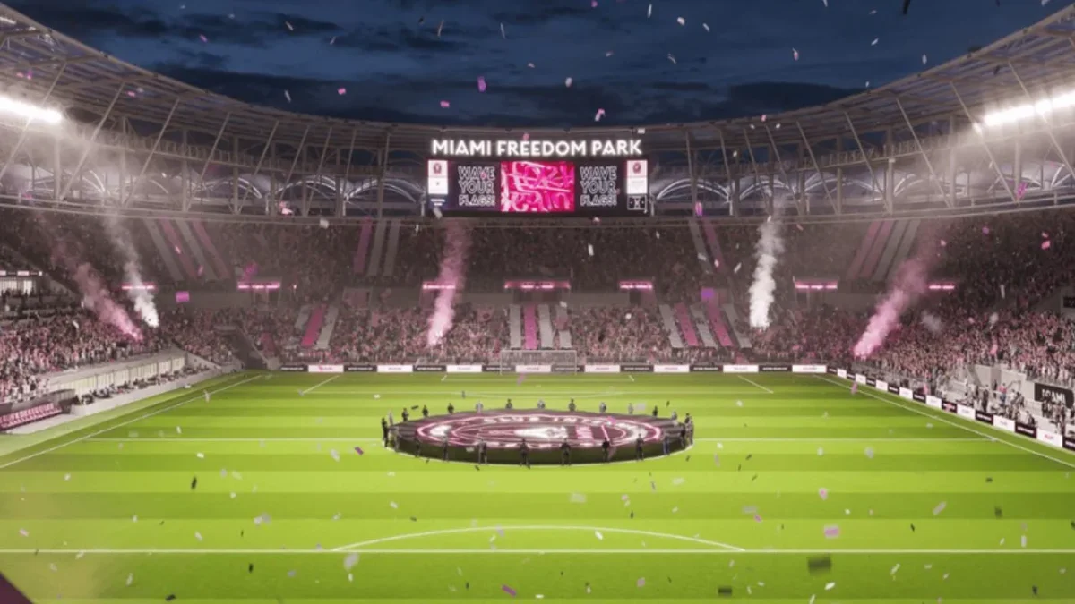 Leo Messi tribuna Nu Stadium Miami Freedom Park