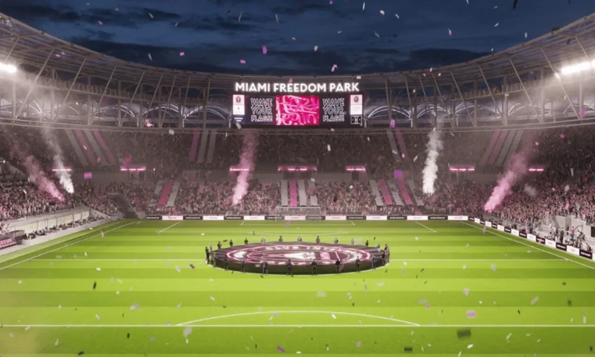 Leo Messi tribuna Nu Stadium Miami Freedom Park