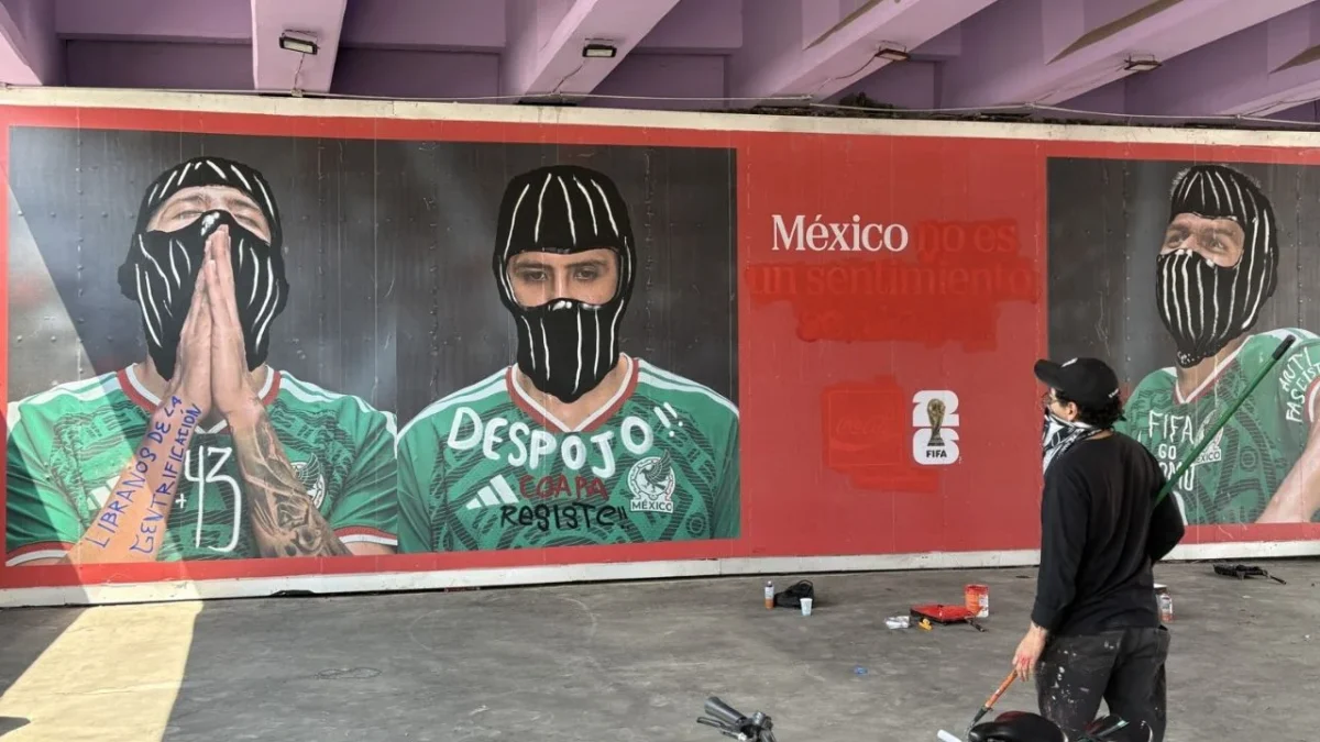 Vandalizan mural en el Estadio Azteca como protesta Anti-FIFA