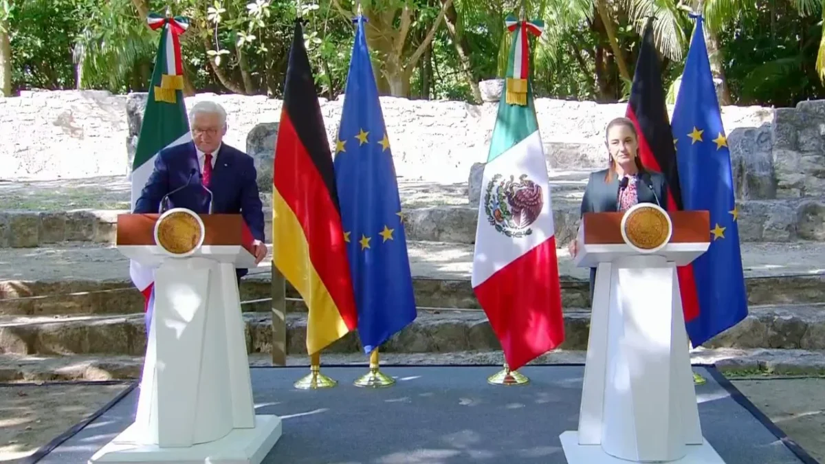 La presidenta de México sostuvo una reunión con el presidente de Alemania y empresarios donde conversaron sobre los conflictos mundiales.