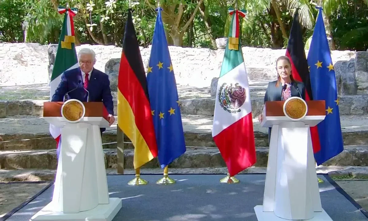 La presidenta de México sostuvo una reunión con el presidente de Alemania y empresarios donde conversaron sobre los conflictos mundiales.