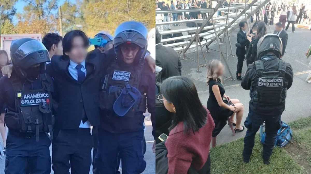 18 estudiantes quedaron lesionados tras el colapso de templete en foto generacional en la Universidad Veracruzana.