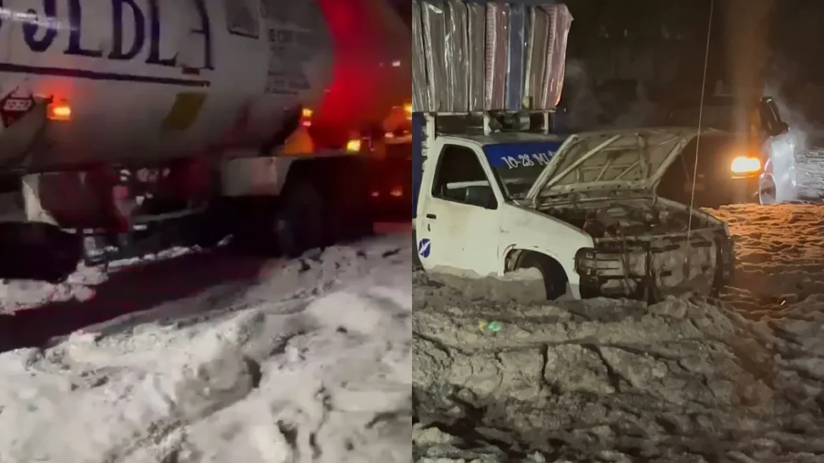 Una intensa granizada con lluvia se registró la tarde-noche de este lunes sobre la autopista México-Pachuca, a la altura de Tecámac.