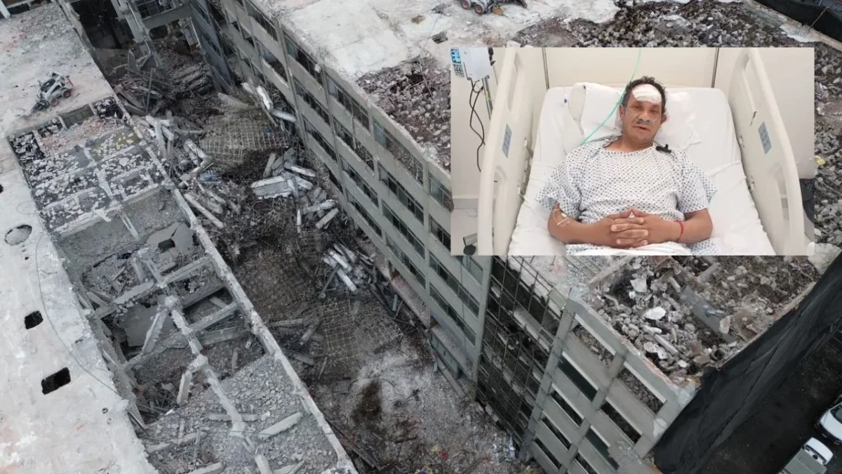 Ángel Miranda, único sobreviviente del derrumbe de un edificio en San Antonio Abad, acusa no haber recibido atención médica debida en el Hospital Rubén Leñero. 