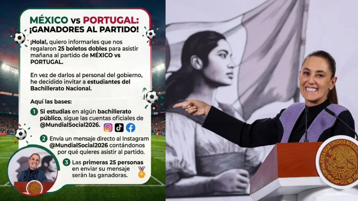 Sheinbaum anunció, en su cuenta de Instagram, que regalará 25 pases dobles a estudiantes de Bachillerato Nacional para el México vs Portugal.