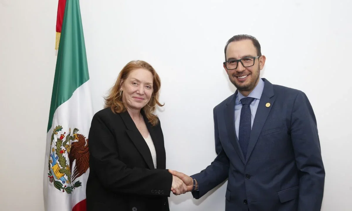 Se reúne Marko Cortés con representante de la ONU en México, Allegra Baiocchi