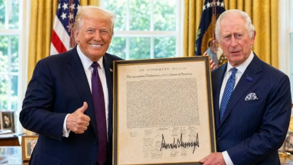 Trump obsequia al Rey Carlos una copia autografiada de la Declaración de Independencia de EU