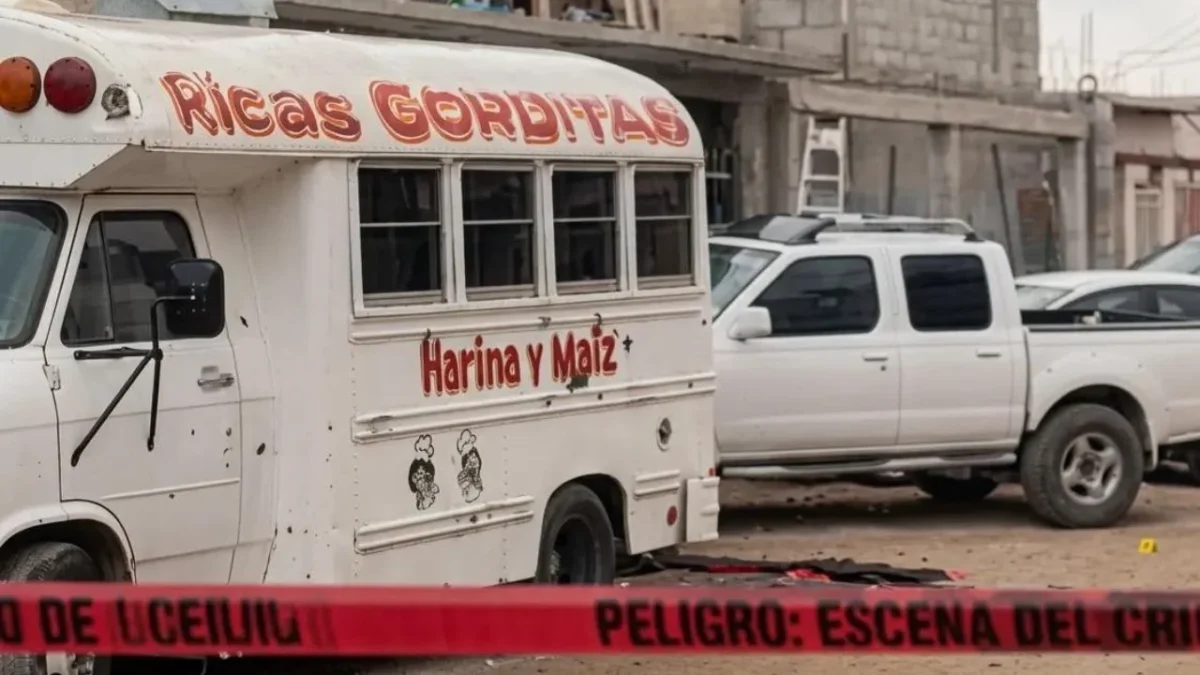 Sujetos armados balearon un camión de venta de ‘gorditas’ en El Mezquital, en el estado de Chihuahua, autoridades indagan.